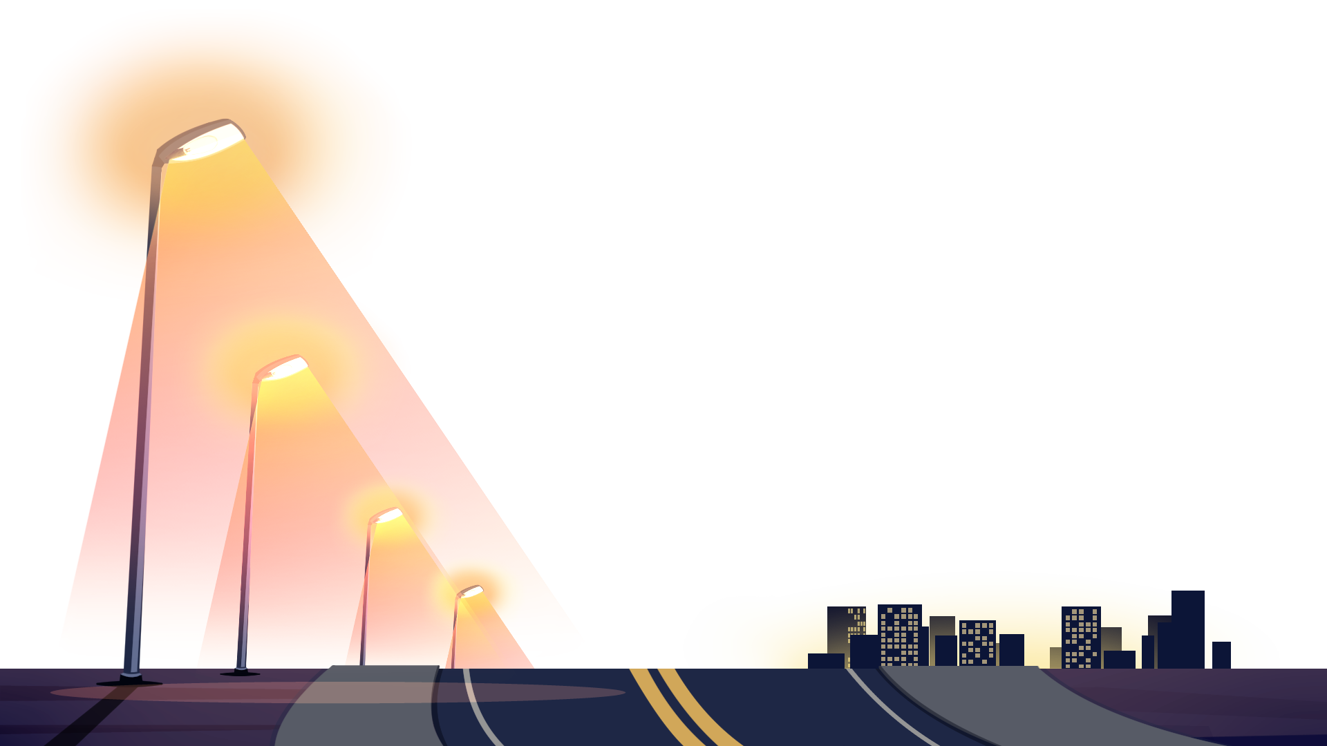 Cenário com postes acesos